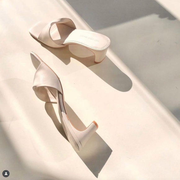 designer nelson made leather 'maya' mules - ivory / off-white, size EU 39 - Picture 4 of 12